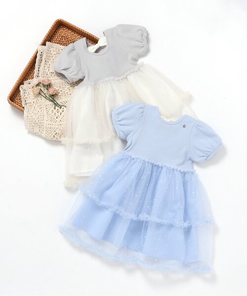「apres les cours」 「KIDS」半袖ワンピース 120 サックスブルー キッズ_画像6