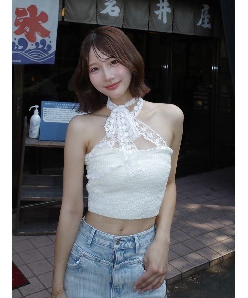 Darich（ダーリッチ） キャミソール リボンレースニットキャミソール