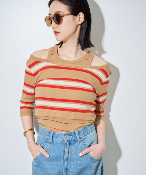 ADAM ET ROPE'（アダムエロペ） tシャツ ボーダーレイヤードSET TEE