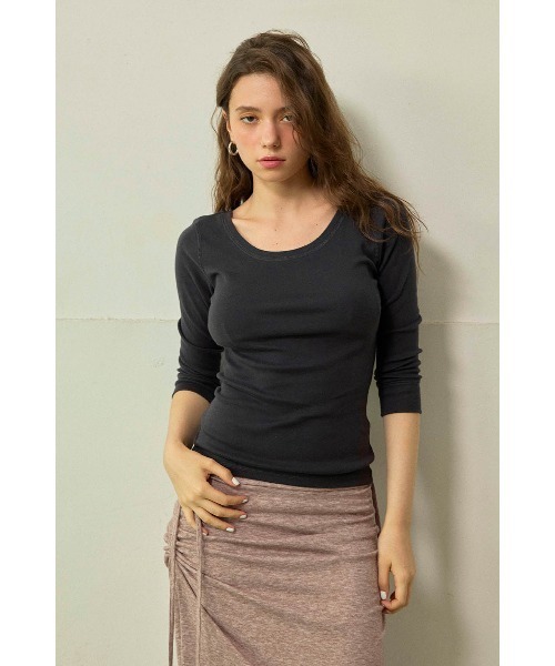 ALEXIA STAM（アリシアスタン） tシャツ Boat Neck 3/4 Sleeve Top / 7