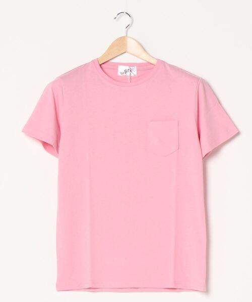hina.t ピンク コットン Tシャツ ポケット付き NO WAY tシャツ /無地半袖ポケット付きクルーネックTシャツ
