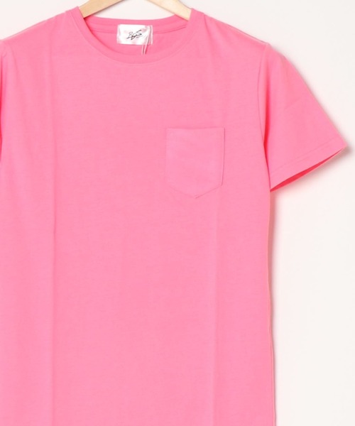 【関税込】 クルーネック 半袖 Tシャツ - ピンク NO WAY tシャツ /無地半袖ポケット付きクルーネックTシャツ