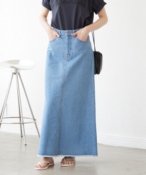 SLOBE IENA スカート デニム LE DENIM ミッドフレアファイブポケット  