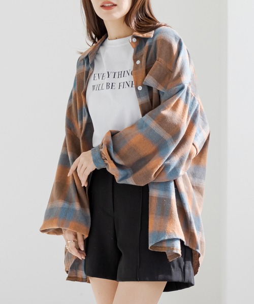 ブラウス シャツ ネルチェックワークシャツ レディース DAY CLOSET ブラウス シャツ レディース オーバーサイズチェック