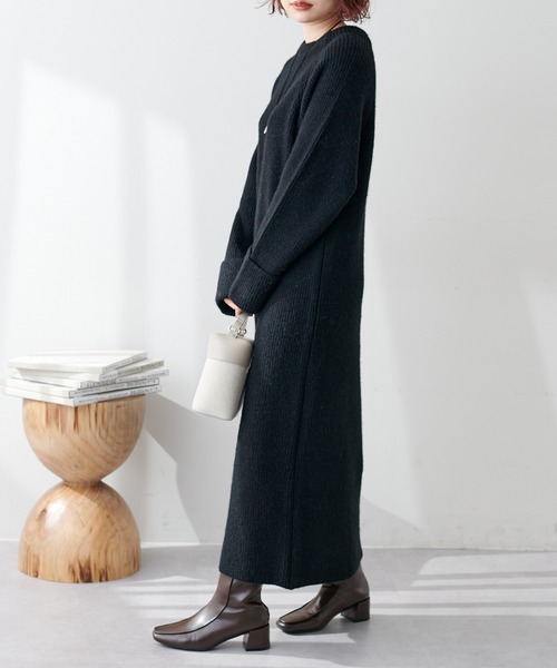 natural couture ワンピース ZIP付き畦ニットワンピース : ZOZOTOWN