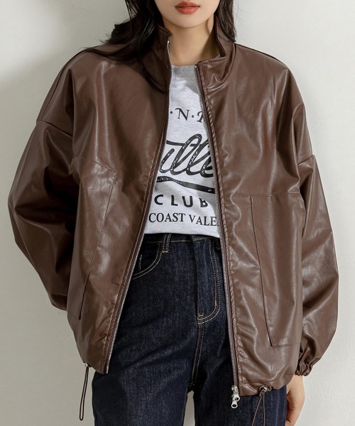 シクラス　バルーンスリーブ　レザージャケット　キャメル DAY CLOSET レザージャケット ライダース レディース バルーン