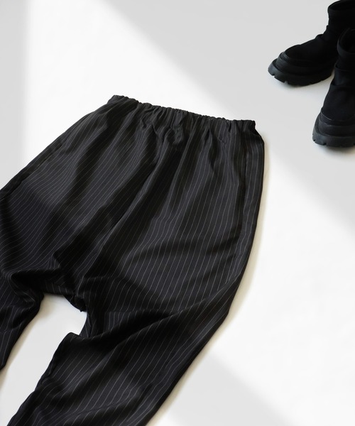 アンティカ antiqua ストライプ柄ゆったりサルエルパンツ 新品 antiqua ボトムス パンツ レディース ワイドパンツ ストライプ柄