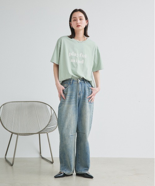 tシャツ ロゴプリント オーバーサイズ Tシャツ レディース | ad thie | 25