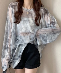 DAY CLOSET ブラウス シャツ レディース 長袖タイダイ柄シアー