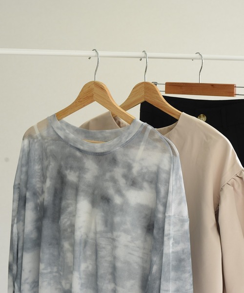 DAY CLOSET ブラウス シャツ レディース 長袖タイダイ柄シアー