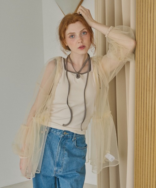 ブラウス シャツ tulle frill peplum blouse レディース ブラウス シャツ tulle frill blouse/チュールフリルブラウス