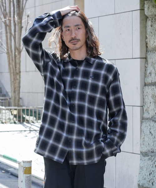 RVCA シャツ メンズ OMBRER CHECK SHIRTS ロングスリーブシャツ