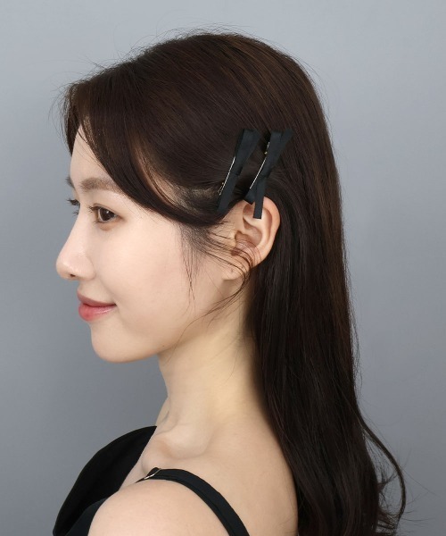 CEMO NEMO（セモネモ） ヘアクリップ サテン 細リボンピン 2セット
