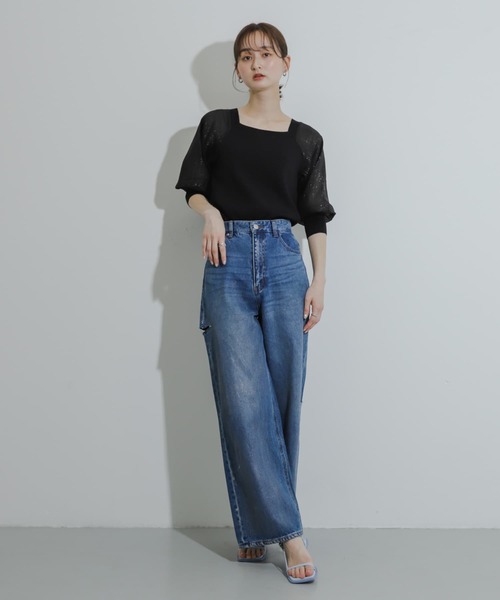 アーバンリサーチ［XS］美品　美脚デニム　ワイドテーパードデニム　丸みシルエット Westwood Outfitters マムフィットデニム ジーンズ テーパード