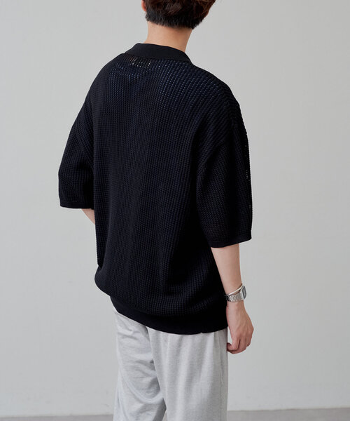 WHIMSIC シャツ 「UNISEX」ダブルジップメッシュニットシャツ