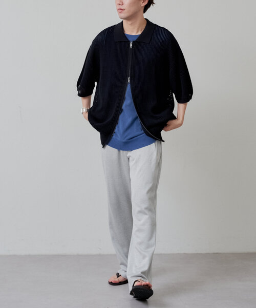 WHIMSIC シャツ 「UNISEX」ダブルジップメッシュニットシャツ