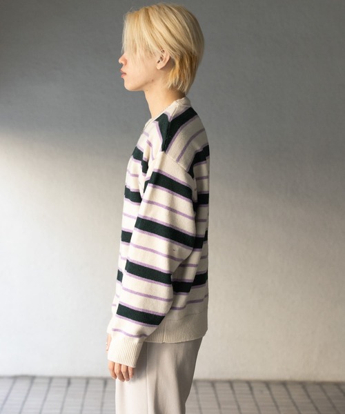 新品クルーネックボーダープルオーバー　ホワイト01 SENSE OF PLACE by URBAN RESEARCH セーター ニット ウールブレンド