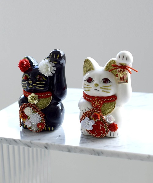 utatane インテリア 招き猫 牡丹 ニコアンティーク×ご縁猫 : ZOZOTOWN