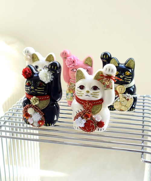 utatane インテリア 招き猫 牡丹 ニコアンティーク×ご縁猫 : ZOZOTOWN