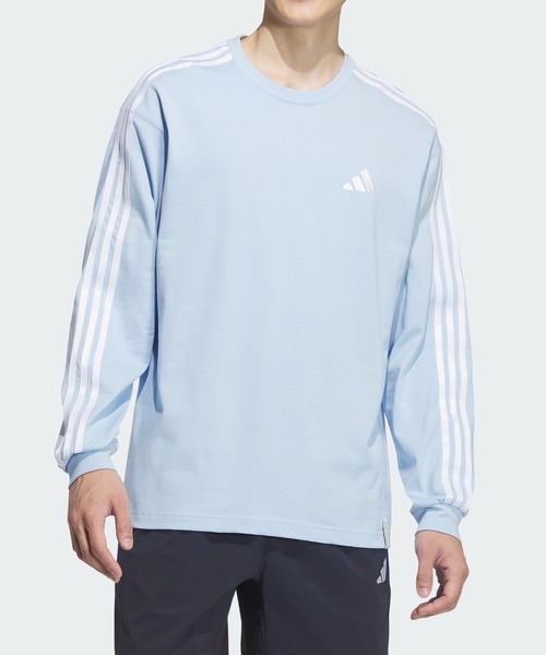 adidas ルーズフィット スリーストライプス 長袖 Tシャツ 送関込 エッセンシャルズ プラス ルーズフィット スリーストライプス