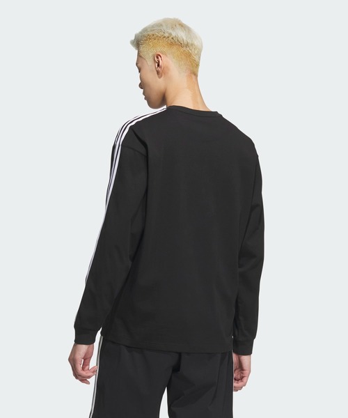 adidas ルーズフィット スリーストライプス 長袖 Tシャツ 送料込 セール】エッセンシャルズ プラス レギュラーフィット スリー
