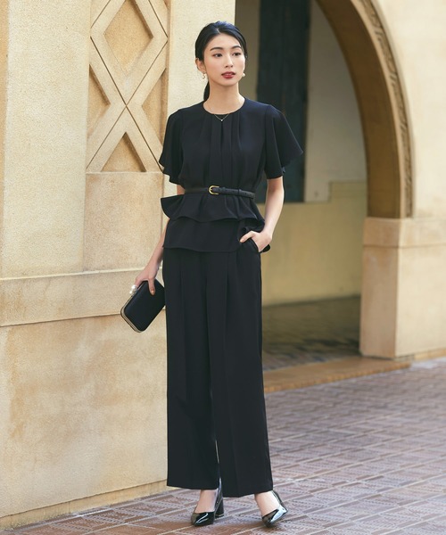 ルイルエ ブティック　セットアップ　パンツ　ゴム　ストレッチ　洗える　ネイビー ルイルエブティック RUIRUE BOUTIQUE 【洗える】ミッドサマー