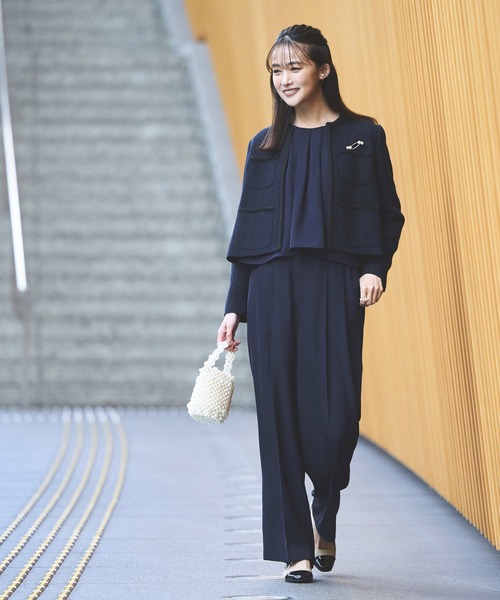 ルイルエ ブティック　セットアップ　パンツ　ゴム　ストレッチ　洗える　ネイビー ルイルエブティック RUIRUE BOUTIQUE 【洗える】ミッドサマー