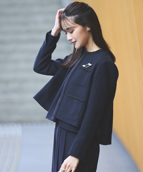 ルイルエ ブティック　セットアップ　パンツ　ゴム　ストレッチ　洗える　ネイビー RUIRUE BOUTIQUE セットアップ 洗える ストレッチ ｜ ゆる洒落