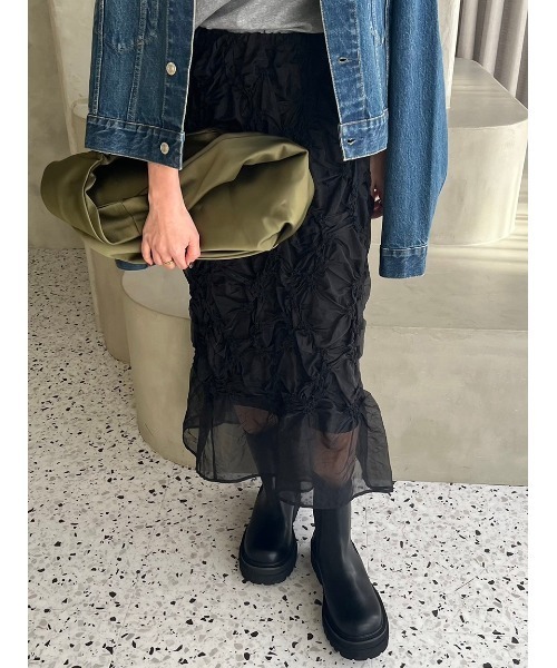 Mila Owen スカート シャーリングシアーストレートスカート