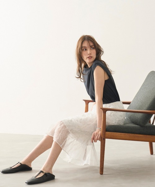 Mila Owen スカート シャーリングシアーストレートスカート