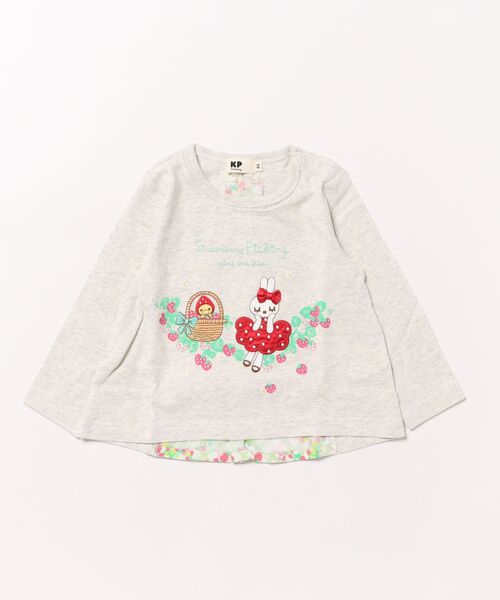 新品 KP mimiちゃんTシャツ ラップフリルキュロット 130 140 KP(キッズ) tシャツ mimiフリフリスカートアップリケTシャツ(80