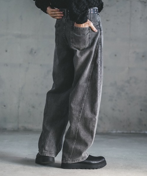 Shoowtime ジーンズ Vintage makeup herringbone pattern curve