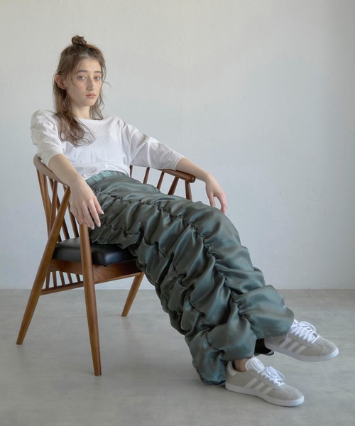 スカート 「MINERTE」foil organza gathered nylon skirt / 箔オーガンジーギャザーナイロンスカート | MINERTE | 02