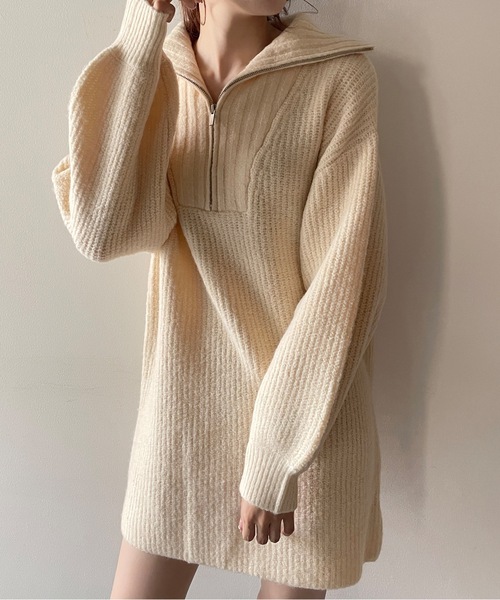 「one way」 ニットワンピース FREE グレー レディース_画像3