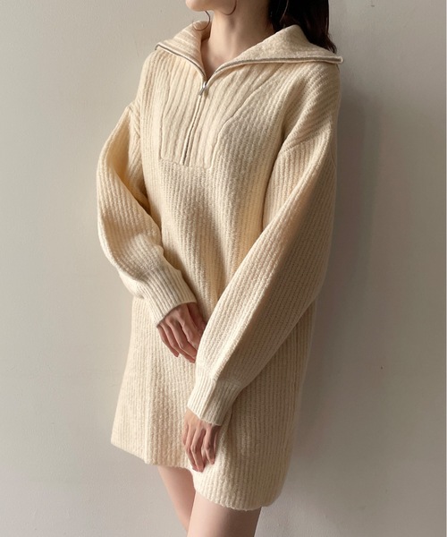 「one way」 ニットワンピース FREE グレー レディース_画像4