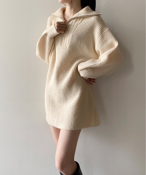 「one way」 ニットワンピース FREE グレー レディース_画像5