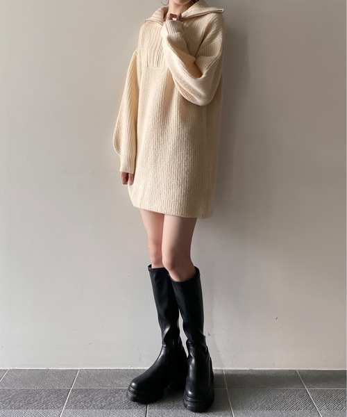 「one way」 ニットワンピース FREE グレー レディース_画像6