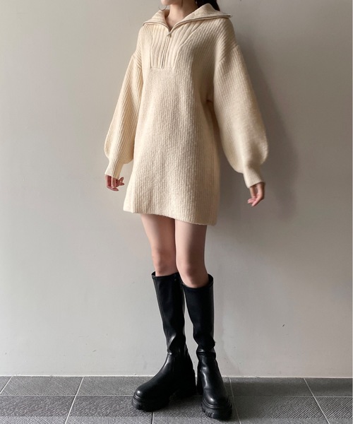 「one way」 ニットワンピース FREE グレー レディース_画像8