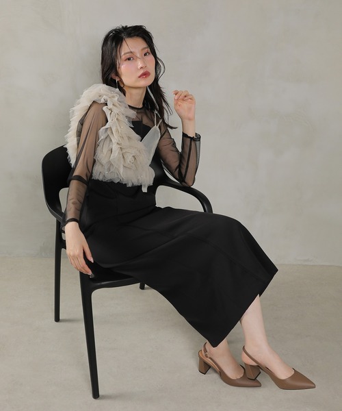 Kana ドレス パール フリル ビスチェ ワンピ 2点セット パーティー