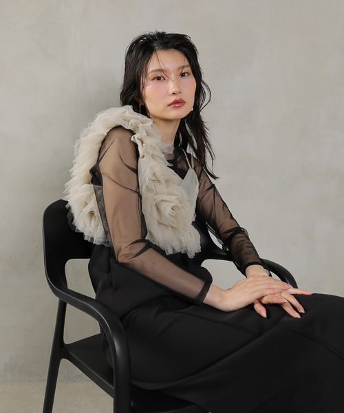 Kana ドレス パール フリル ビスチェ ワンピ 2点セット パーティー