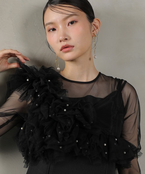 Kana ドレス パール フリル ビスチェ ワンピ 2点セット パーティー