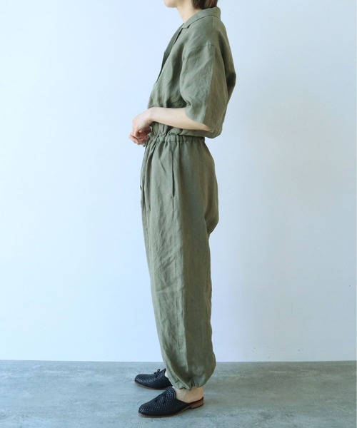 新品タグ付き ユニ yuni コットンリネン 大柄チェック サロペット