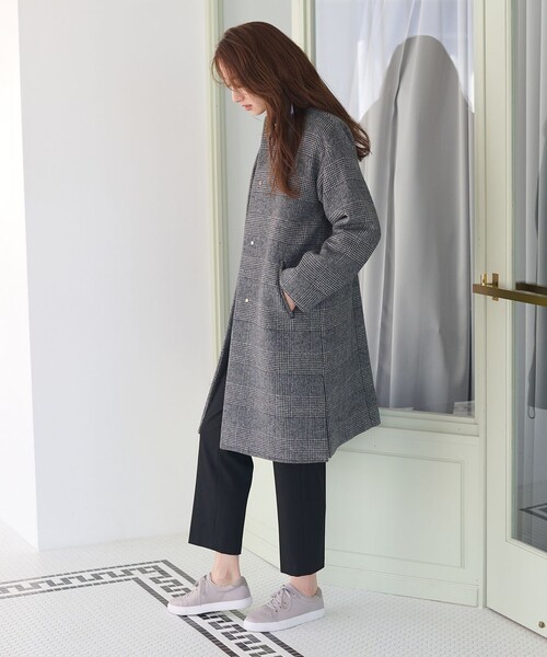 「ANY」 ノーカラーコート 2 グレー レディース_画像3