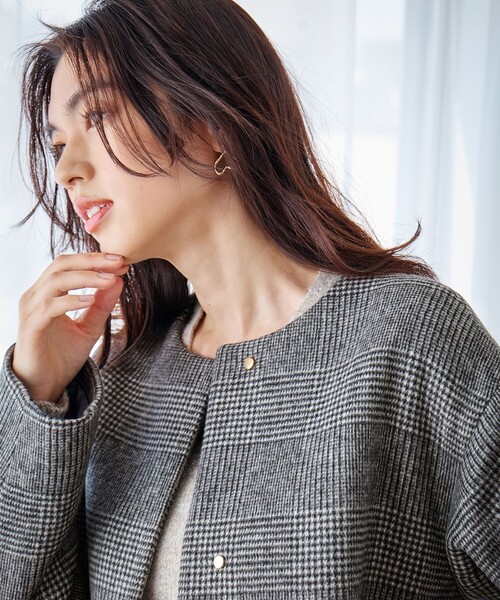 「ANY」 ノーカラーコート 2 グレー レディース_画像6