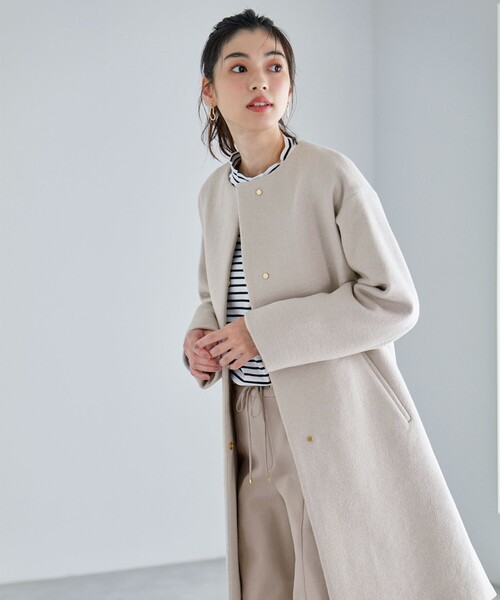 「ANY」 ノーカラーコート 2 グレー レディース_画像7