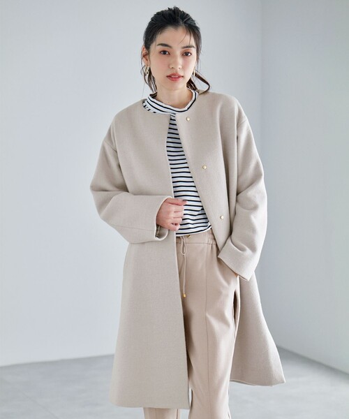 「ANY」 ノーカラーコート 2 グレー レディース_画像8