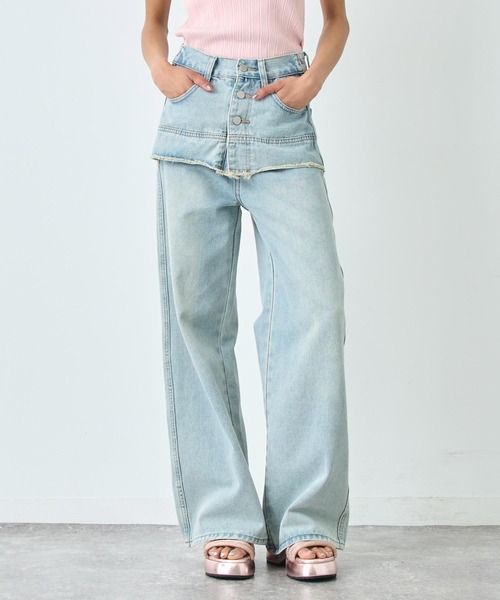 ANAP ジーンズ デニム デニムパンツ レイヤード風 ワイド パンツ