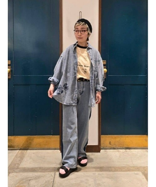 Samansa Mos2 ブラウス シャツ くり抜き刺繍オーバーシャツ