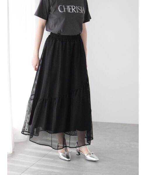 Te chichi TERRASSE スカート メッシュアシメティアードスカート