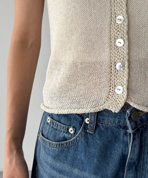 CANAL JEAN カーディガン El mar 半袖サマーニットカーディガン